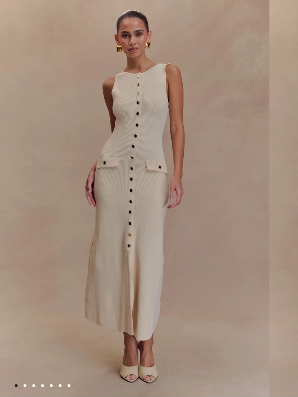 Meshki Sawyer Cream Sleeveless Button-Front Maxi Dress - Picture 1 of 5